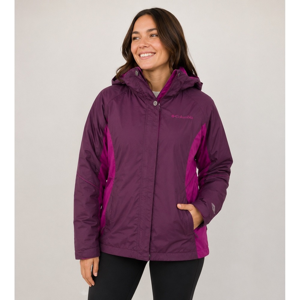 Columbia Bugaboo Interchange Omni-Tech Jacket Shell Purple Magenta Womens Large